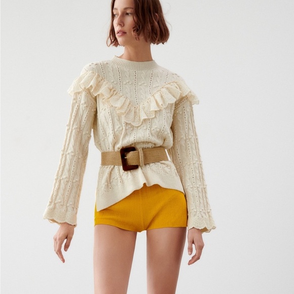 🌹NWOT. Zara Natural Jute Wide Elastic Belt. Size 34. - Picture 5 of 5